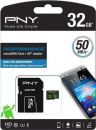 PNY SDU32GPER50-EF 32GB Κάρτα μνήμης microSDHC, UHS-I U1 32GB για Android, με αντάπτορα SD